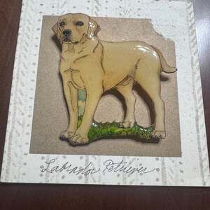 Vintage MBDesign Yellow Labrador Retriever Watercolor Pin/Brooch by Bonnie Moren